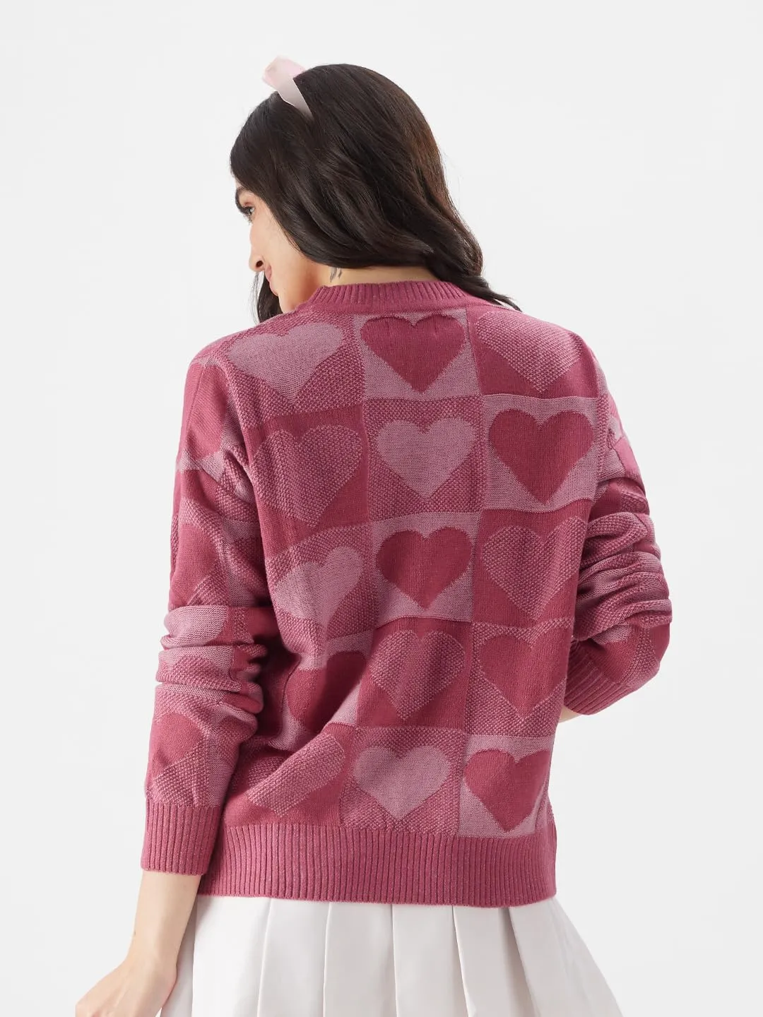 The Souled Store TSS Originals: Love Struck Women Knitted Sweaters Pink