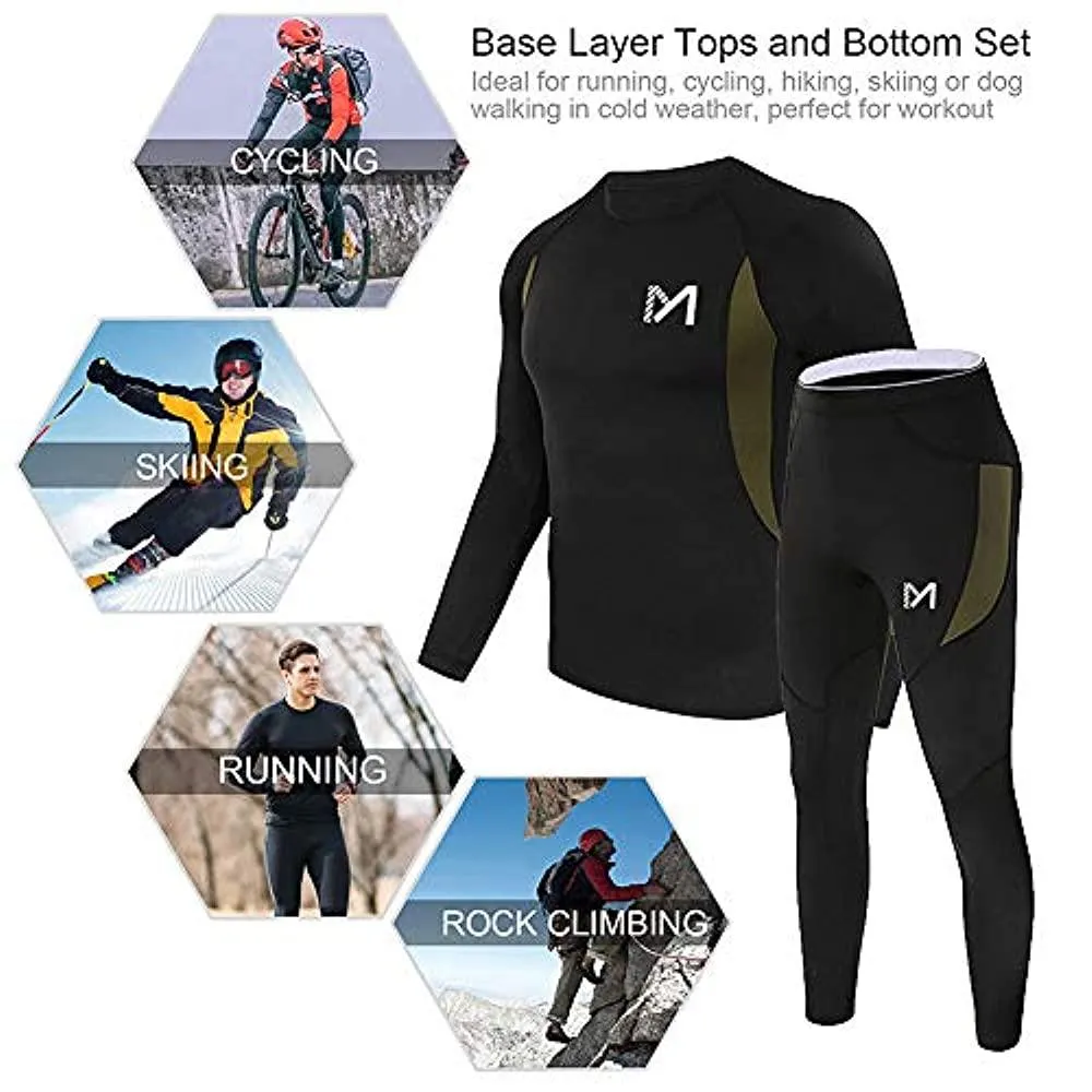 Thermal Underwear for Men, Winter Gear Long Johns Base Layer Top and Bottom Set for Skiing Running