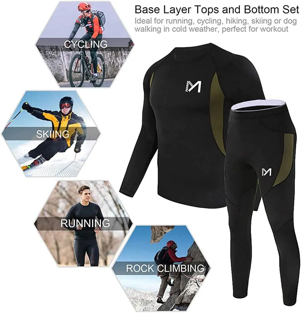 Thermal Underwear for Men, Winter Gear Long Johns Base Layer Top and Bottom Set for Skiing Running