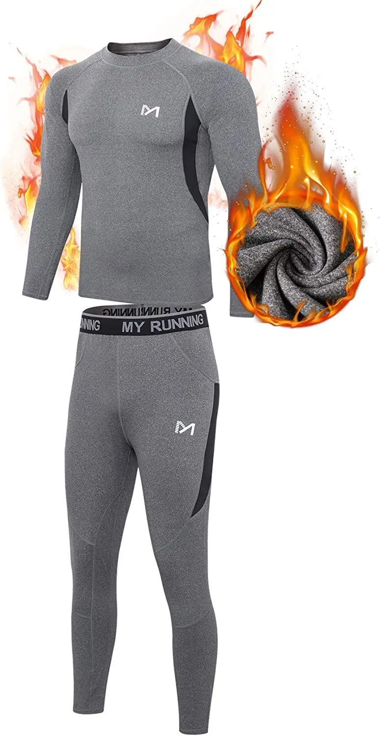 Thermal Underwear for Men, Winter Gear Long Johns Base Layer Top and Bottom Set for Skiing Running