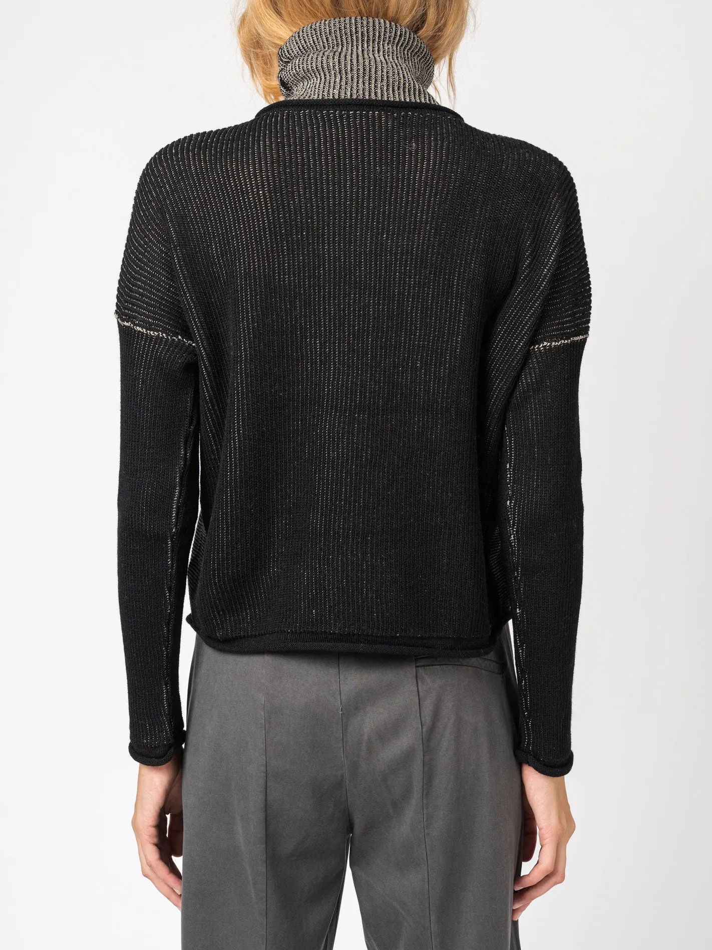 Turtleneck Knit in Two-Tone Ribbed