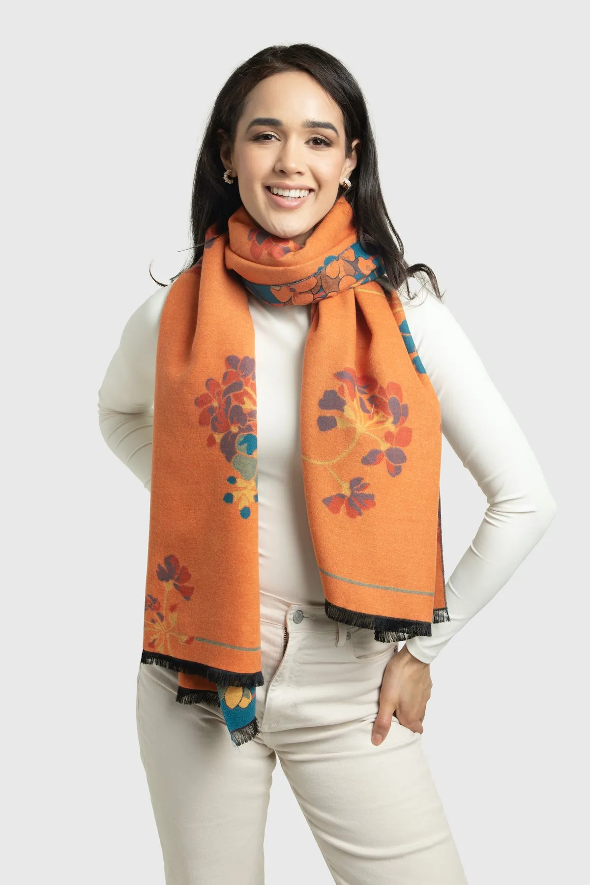 Two Tone Floral Reversible Scarf