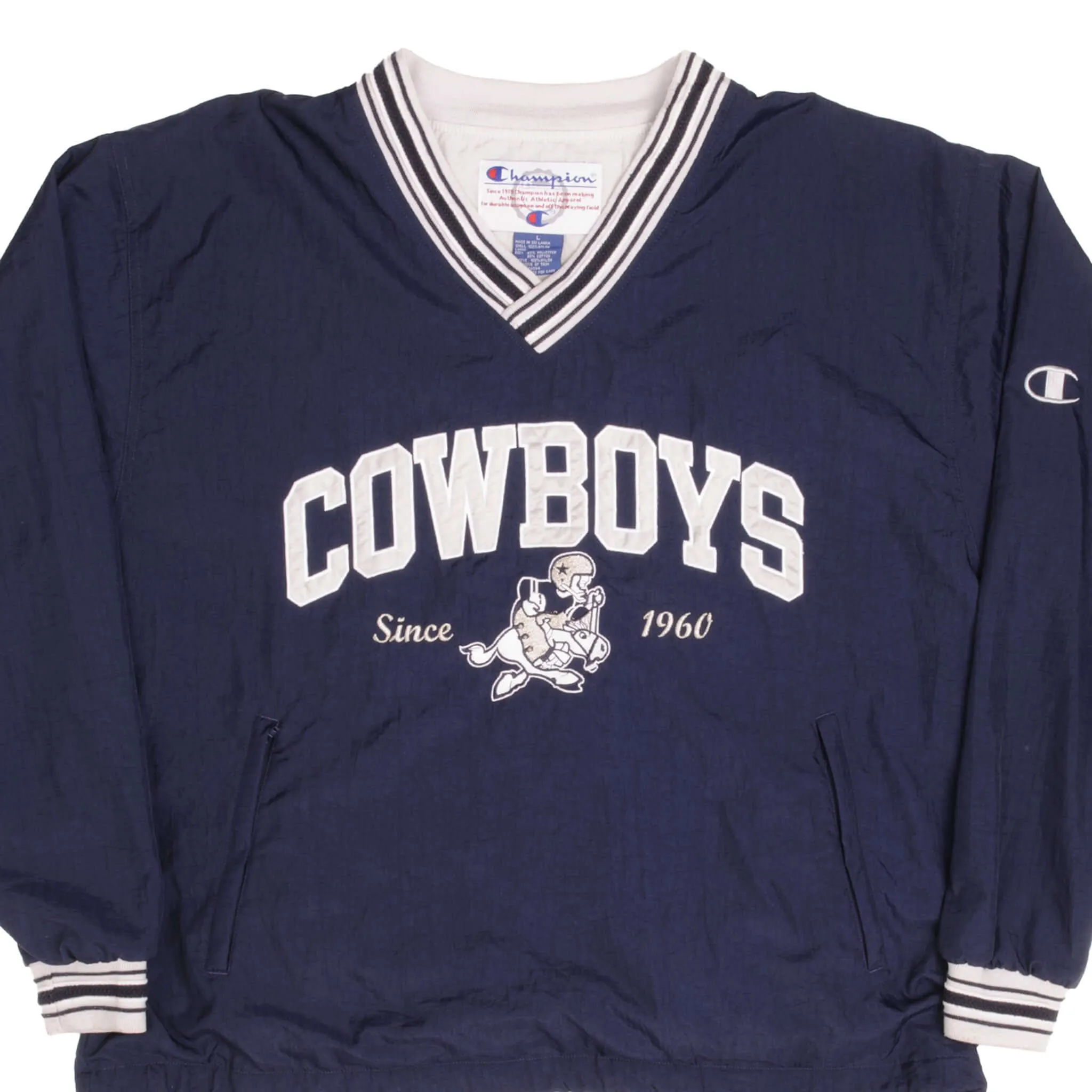 VINTAGE NFL CHAMPION DALLAS COWBOYS PULLOVER JACKET 1990S SIZE LARGE