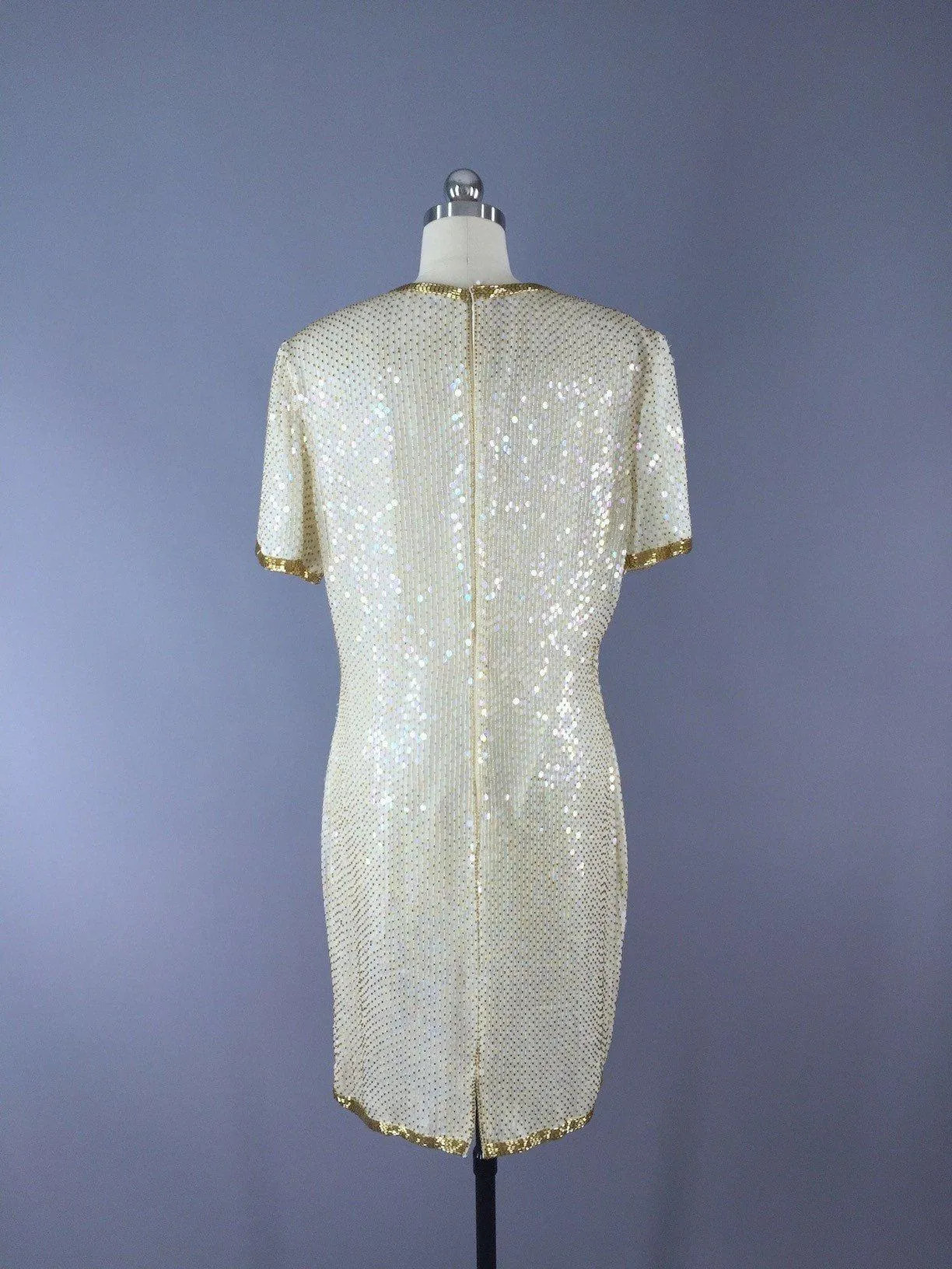 Vintage White Beaded Dress / Destination Wedding