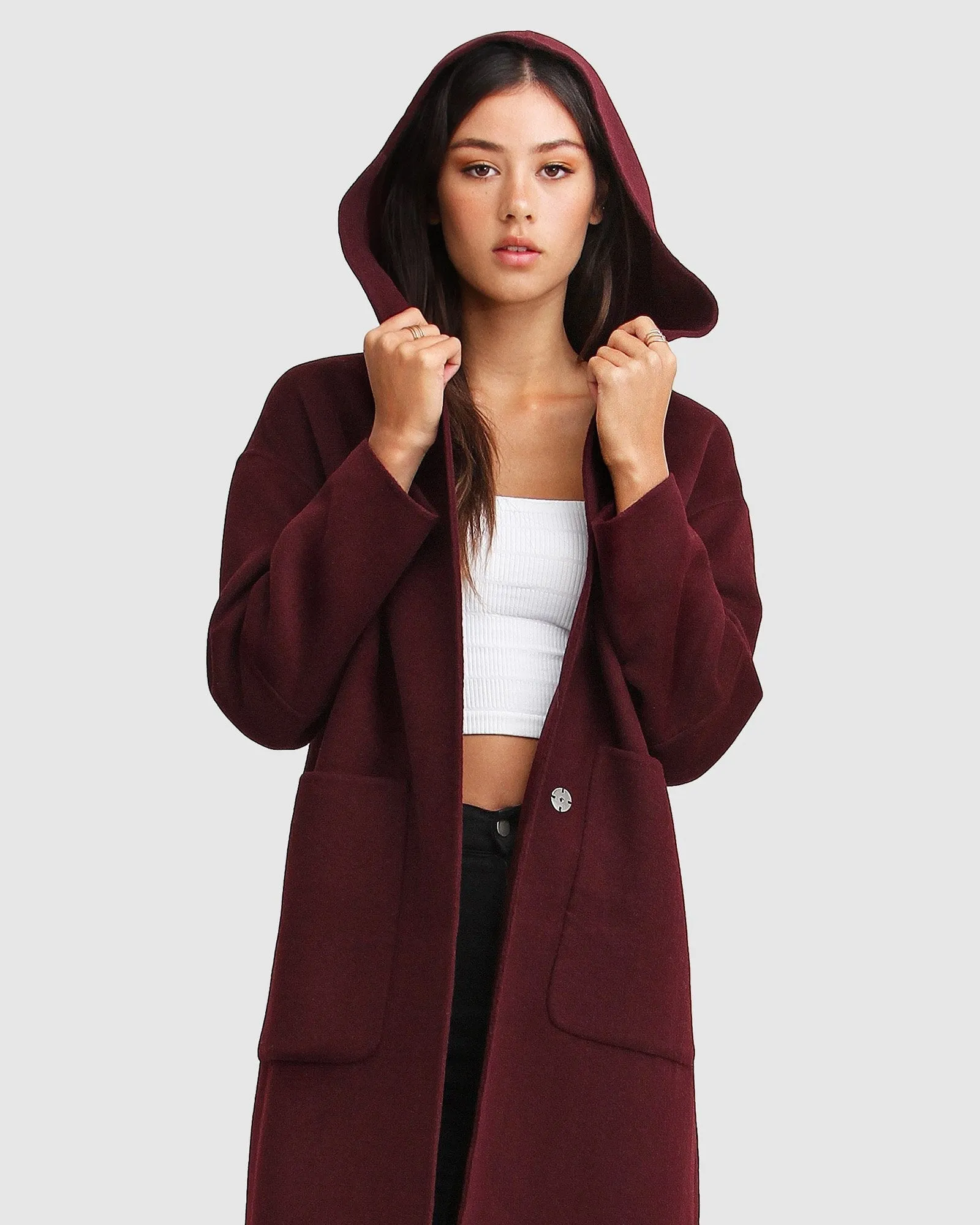 Walk This Way Wool Blend Oversized Coat  - Aubergine