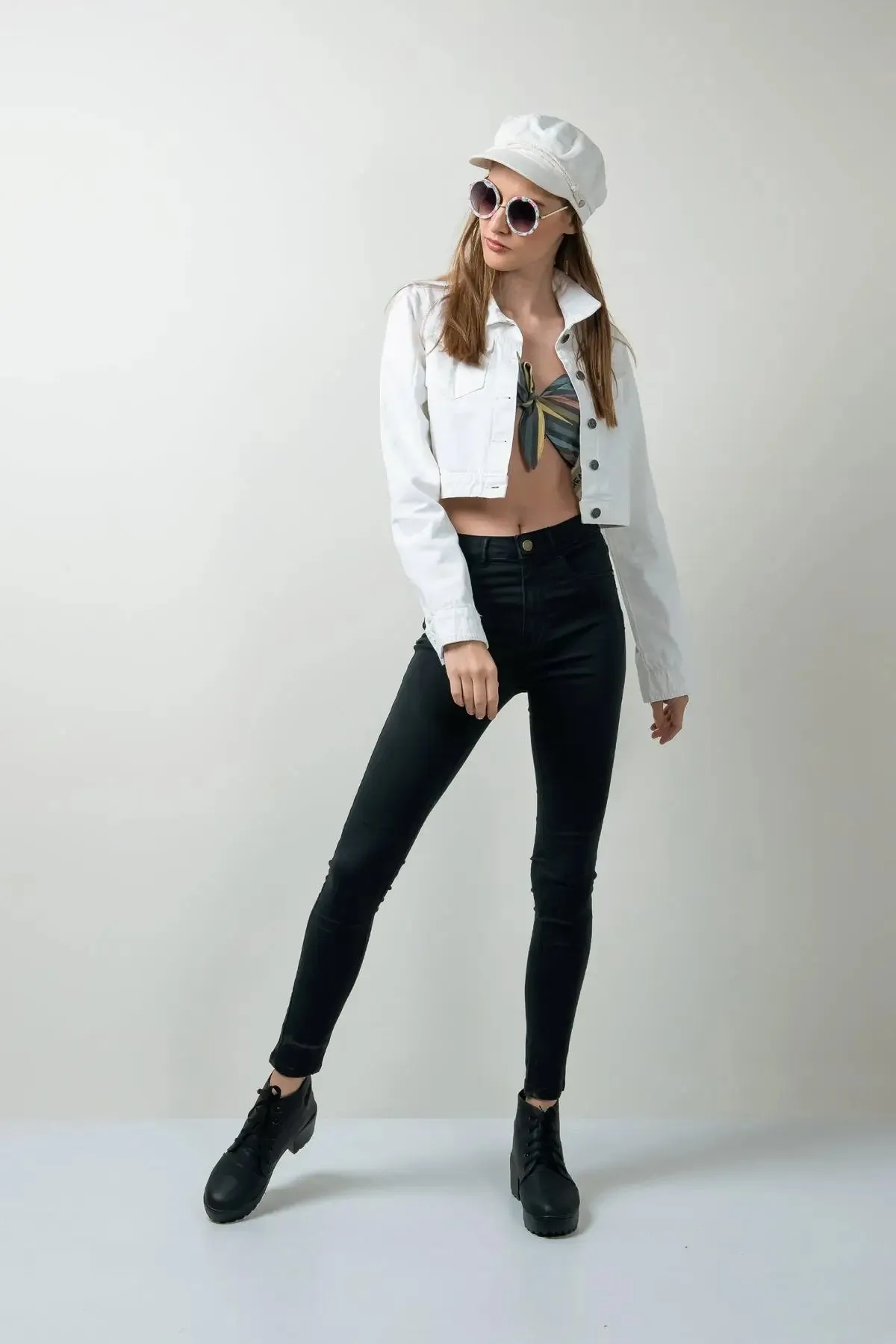 White Cropped Denim Jacket