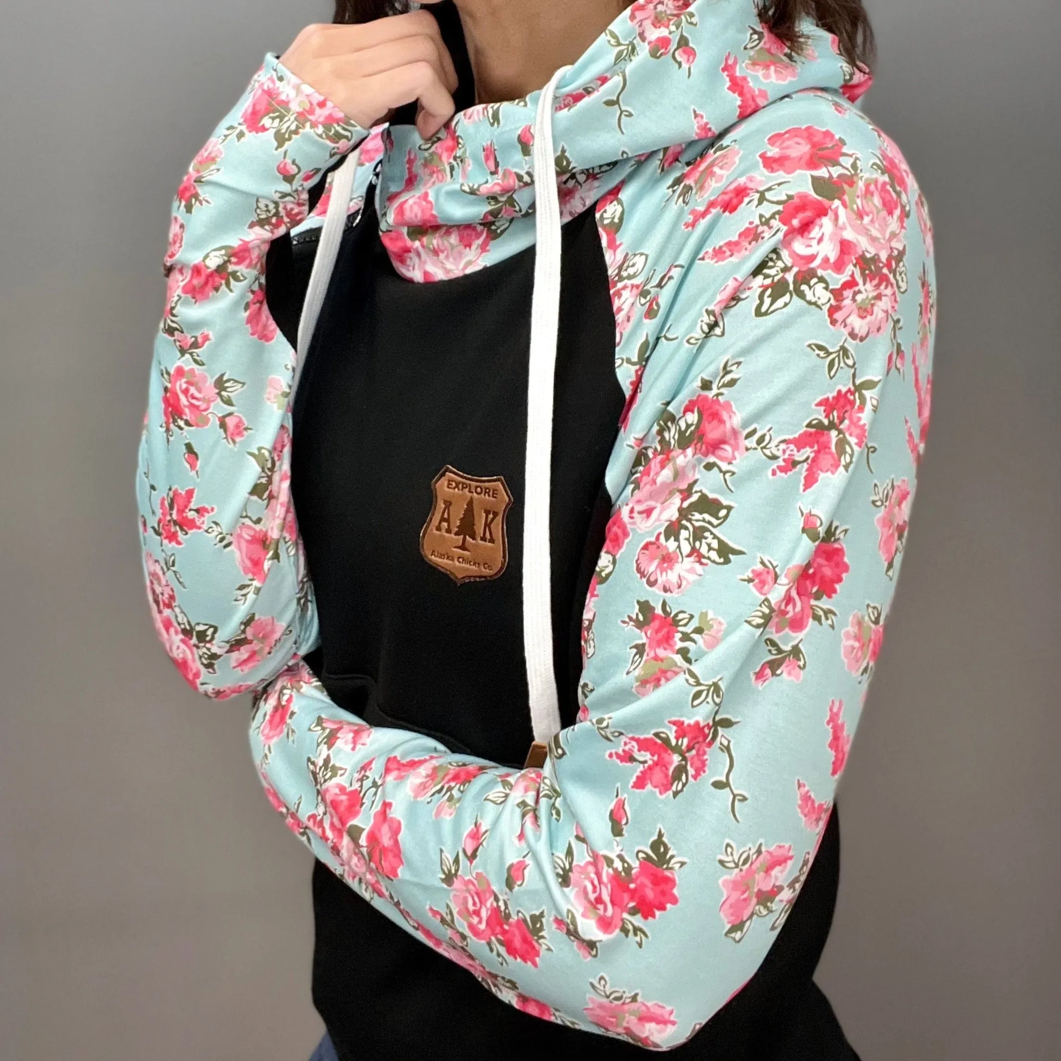 Wild Rose Floral Sleeve Hoodie