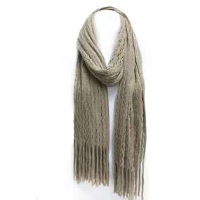 Winter Knit Tube Scarf with Fringe