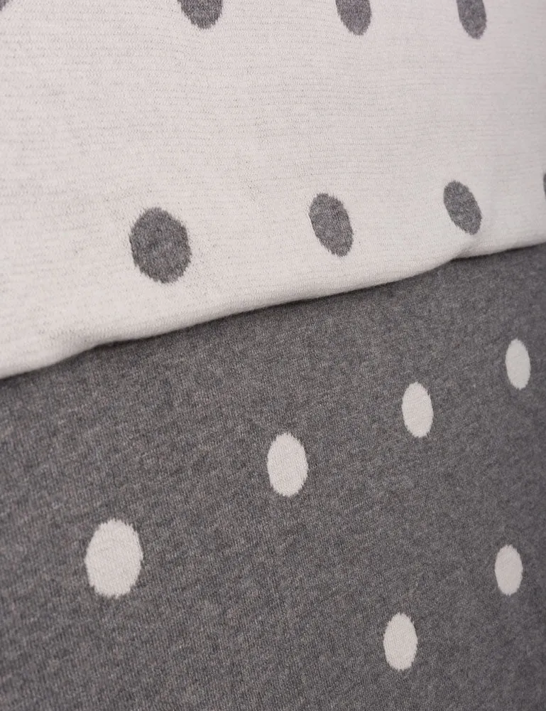 Women's 100% Cotton Reversible Double Knit Polka Dot Scarf - Heather Grey/Ivory