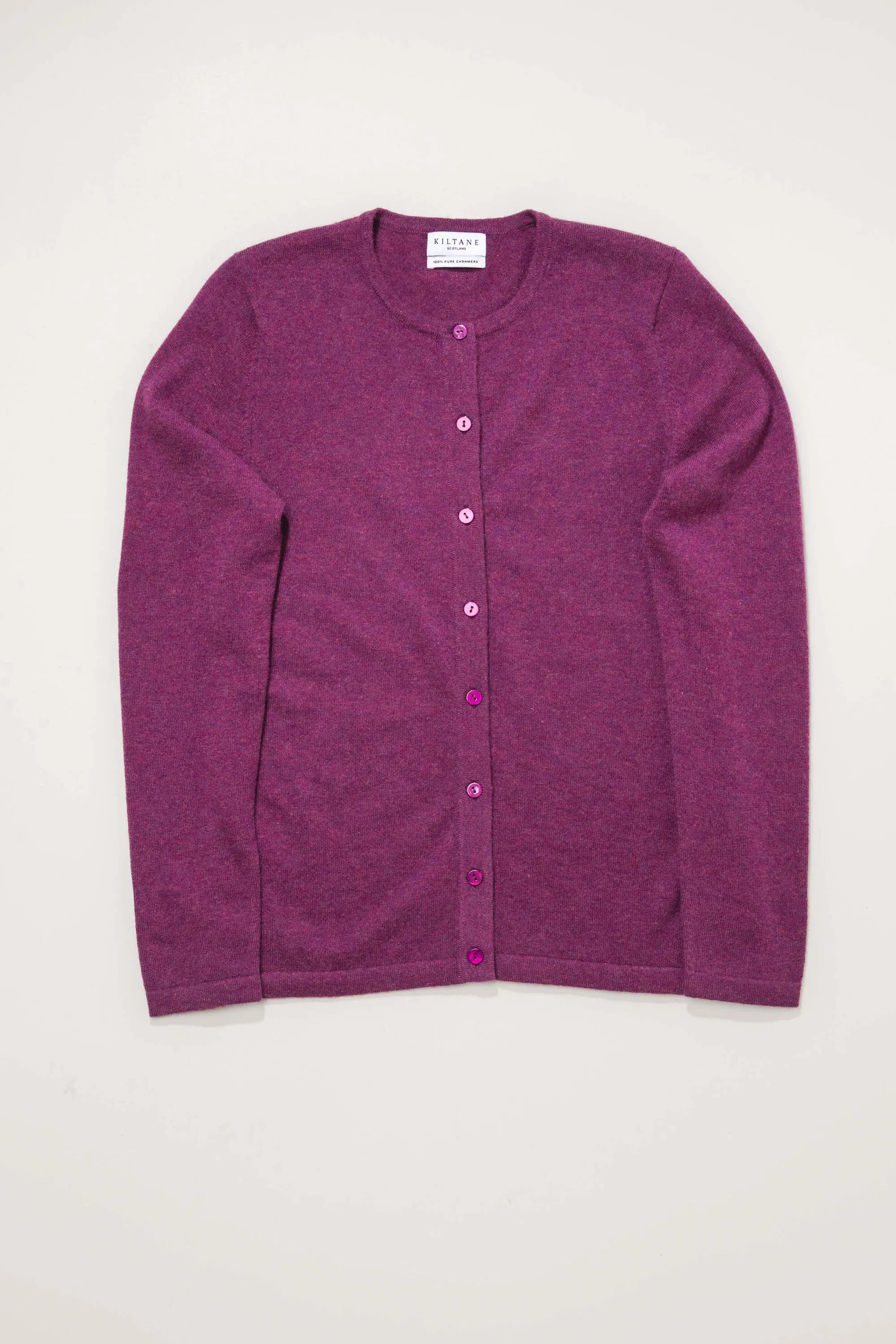 Women's Cashmere High Button Cardigan - Sloeberry