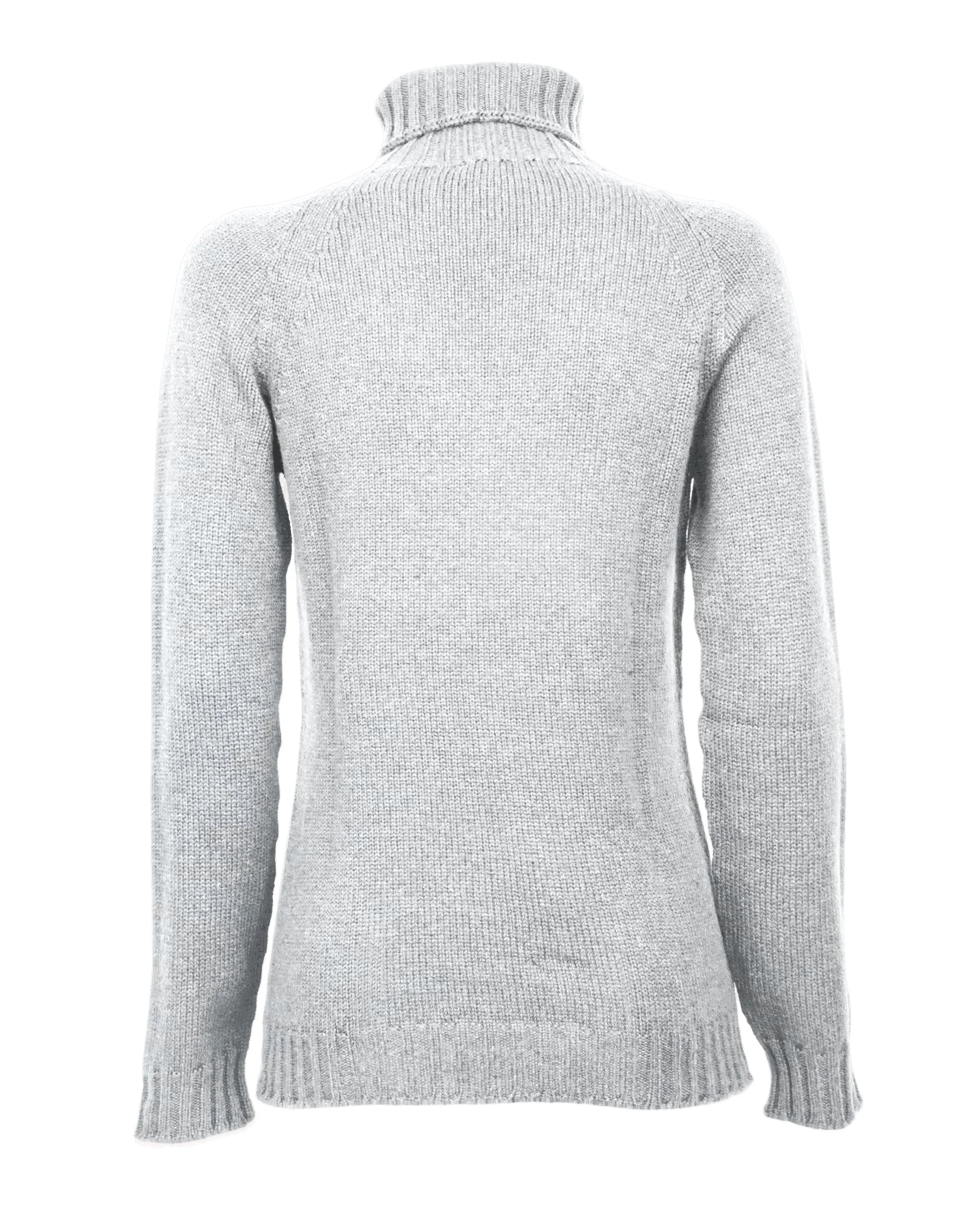 Women's Cashmere Raglan Sleeve Turtleneck Sweater Light Gray