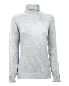 Women's Cashmere Raglan Sleeve Turtleneck Sweater Light Gray