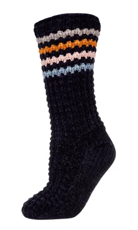 Women's Chunky Stripes Plush-Lined Slipper Crew Sock