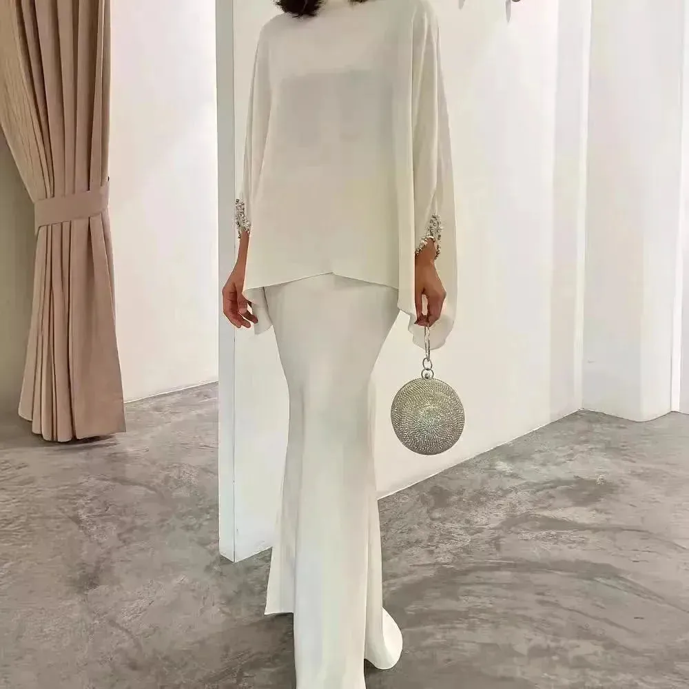 Women's Middle East Pearl Mop Dress Suit Arabtop and Blouse Elegant Matching ArabTop and Skirt suit  Arab2 piece outfit