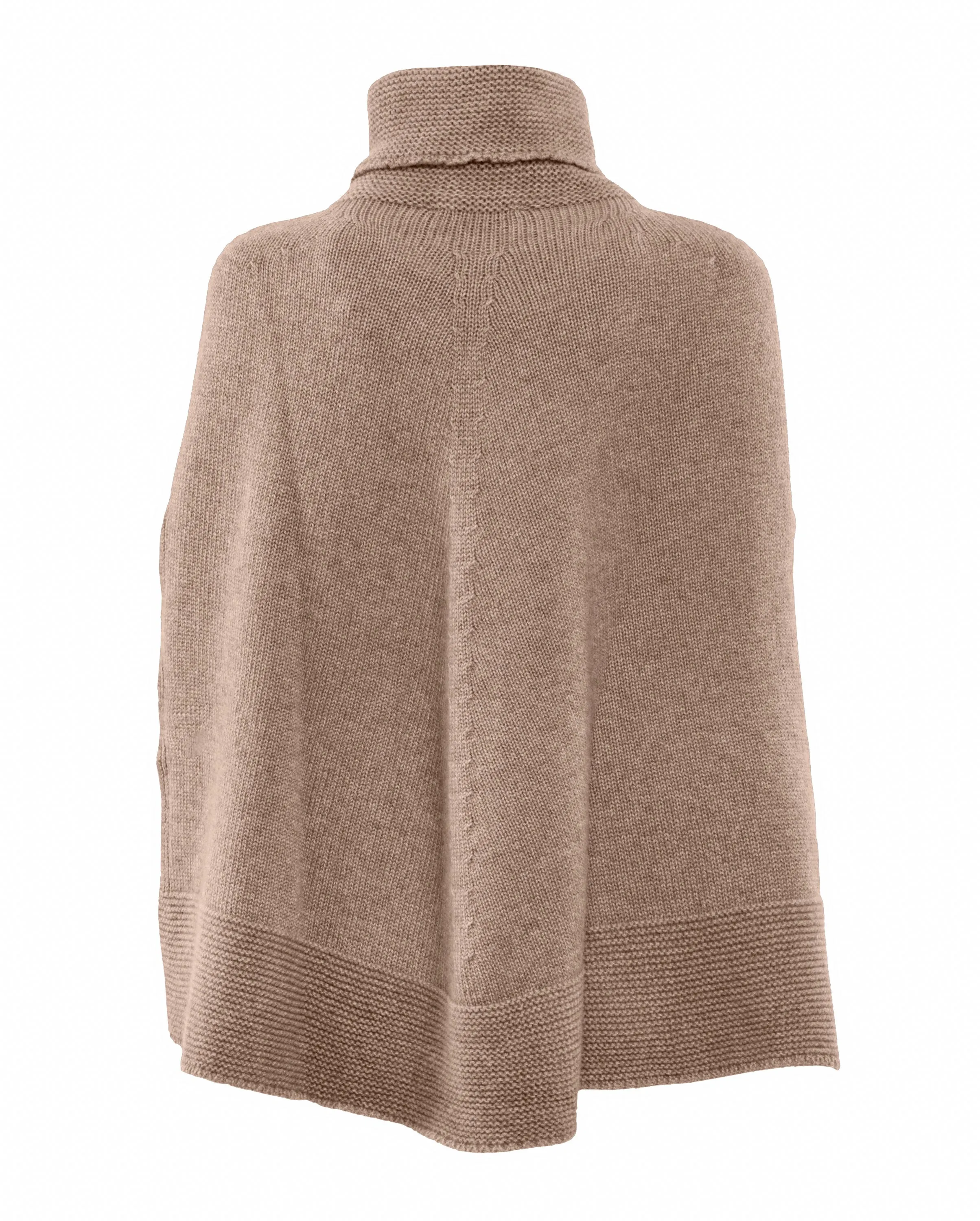 Womens's Pure Cashmere Turtleneck Poncho Taupe