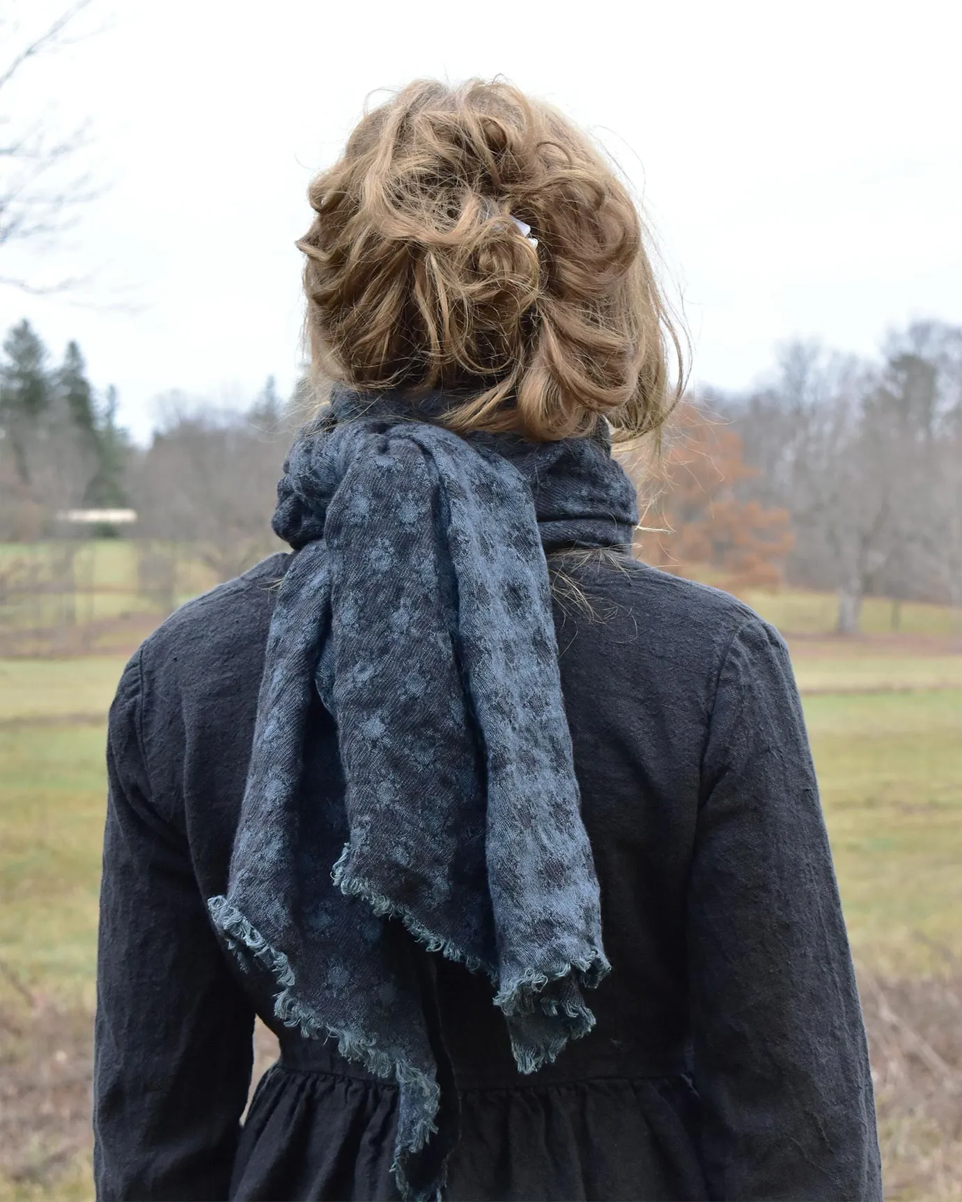 Wool Linen Jacquard Scarf