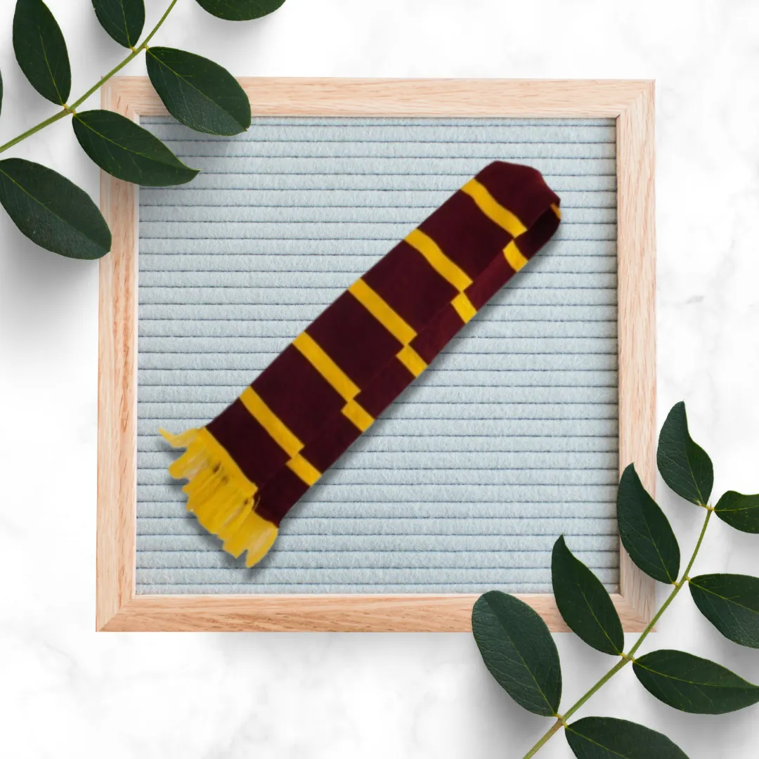 Wrap in Wizardry: Magical Maroon and Yellow Wizard Knitted Scarf - Cozy Winter Accessory for Enchanting Style