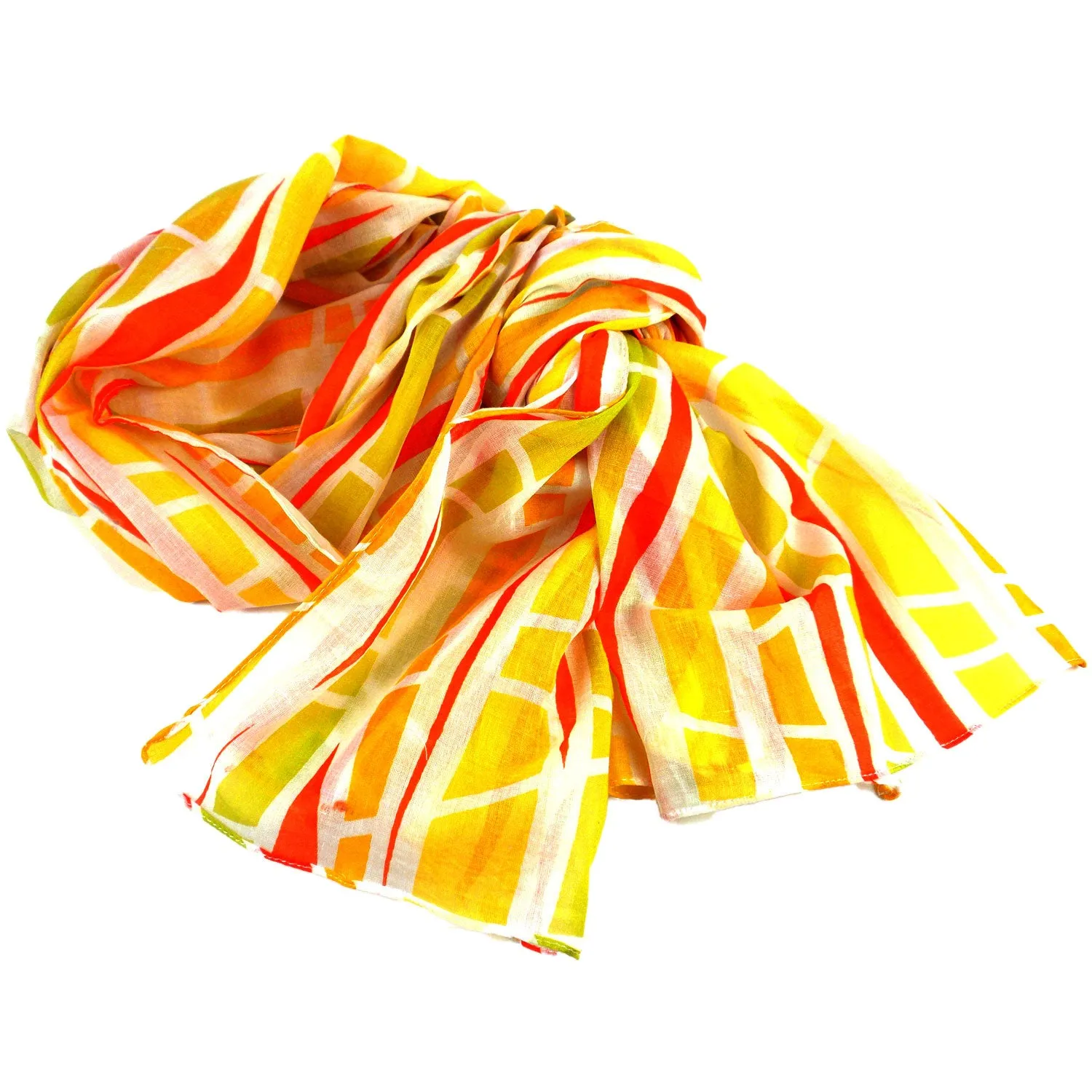 Yellow Columns Design Cotton Scarf Asha Handicrafts