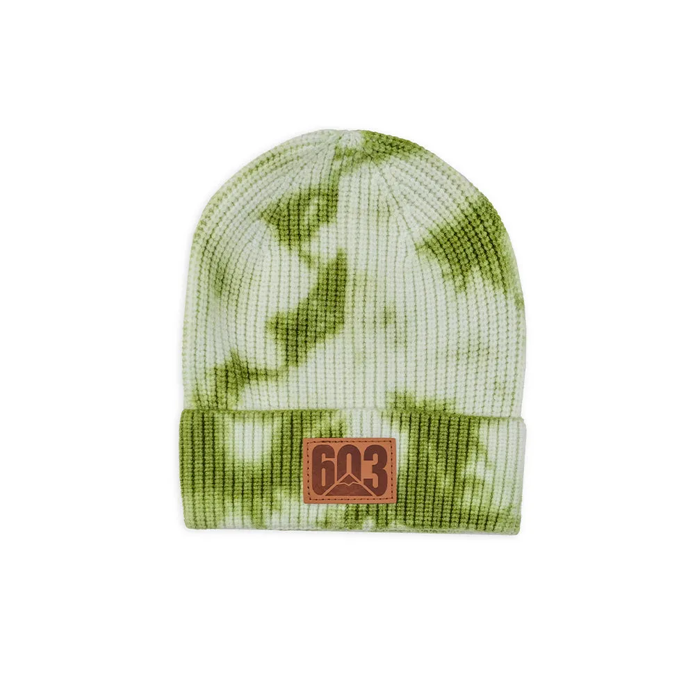 Youth 603 Patch Waffle Beanie- Tie-Dye Olive